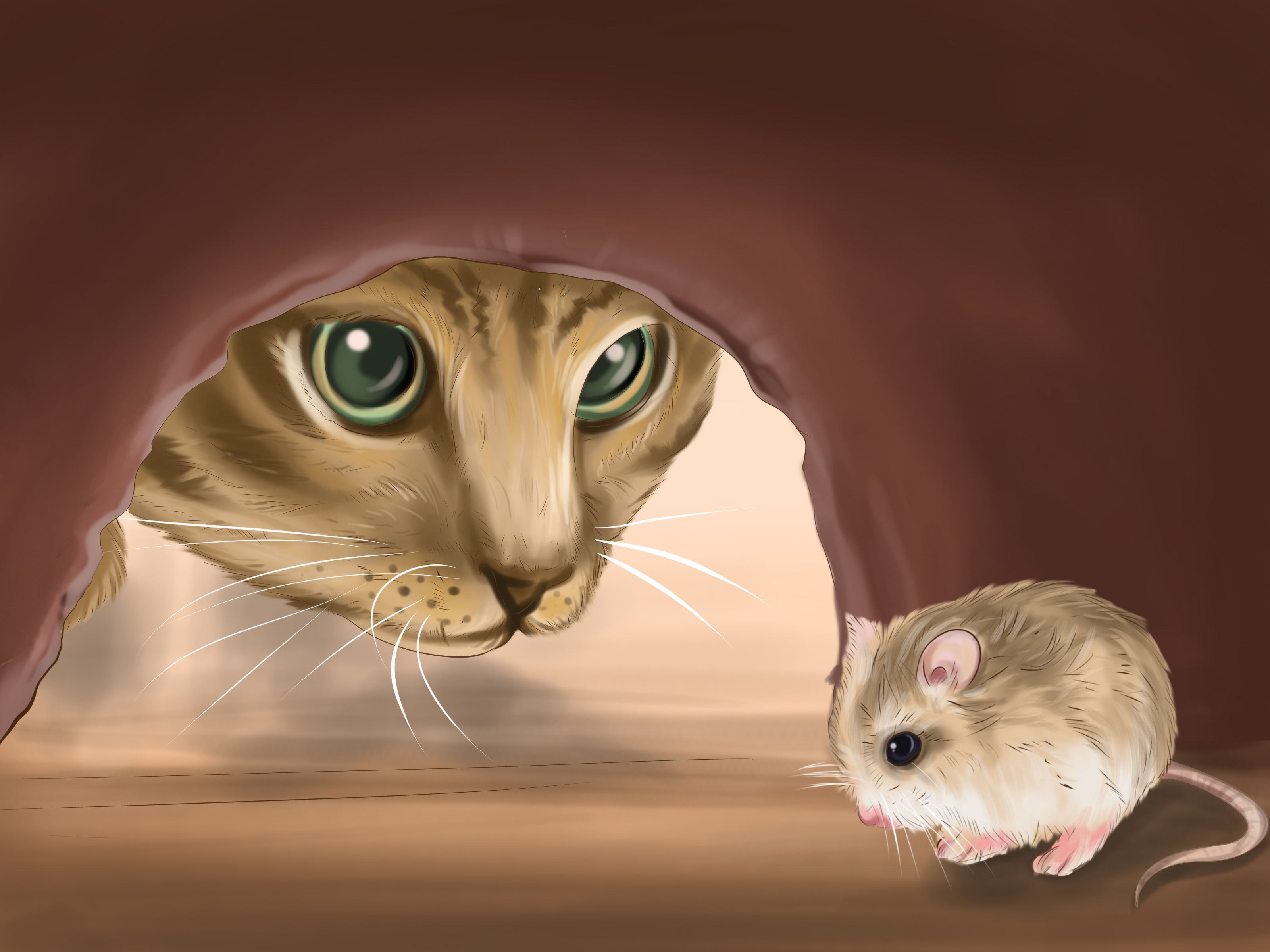 Крыса и кошка арт